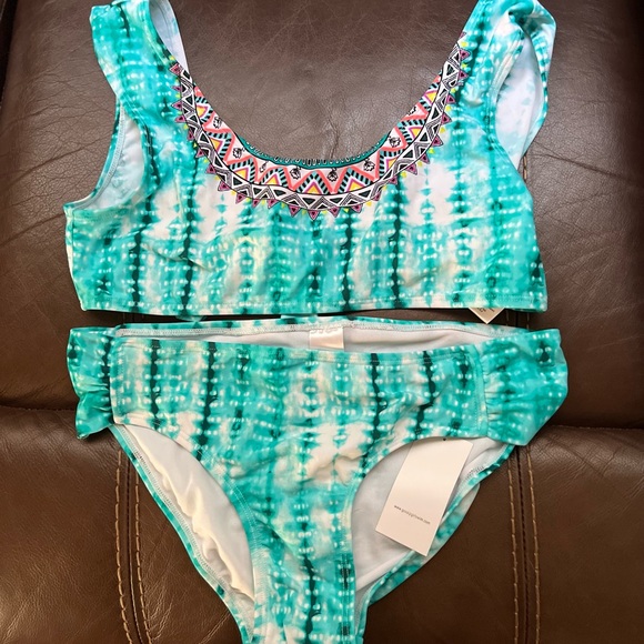 Tween Girl Blue Ditsy Floral Bikini Set Summer Beach | SHEIN A